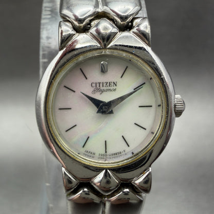 Citizen Watch Women 17mm MOP Dial Silver Tone Round 2200-241991 New Battery VTG1