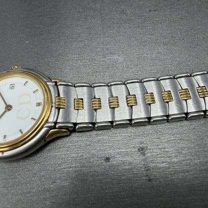 Cristian Dior Watch Women 27mm White Dial Two Tone Round READ!!! 48.146 New Batt6