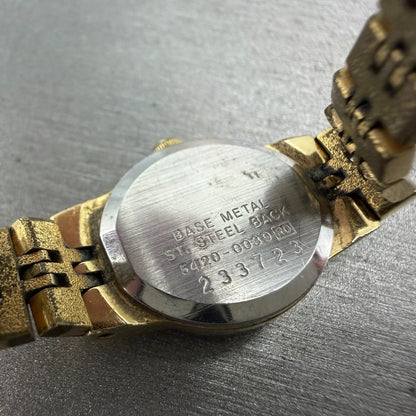 Seiko Watch Women 16mm Champagne Dial Gold Tone Round 5420-0039 New Battery HG69