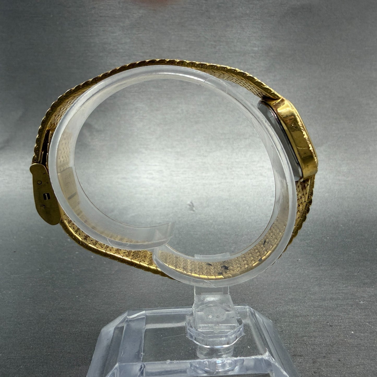 Cyma Watch Women 22mm Gold Dial Gold Tone Rectangle 806 New Battery Vintage8