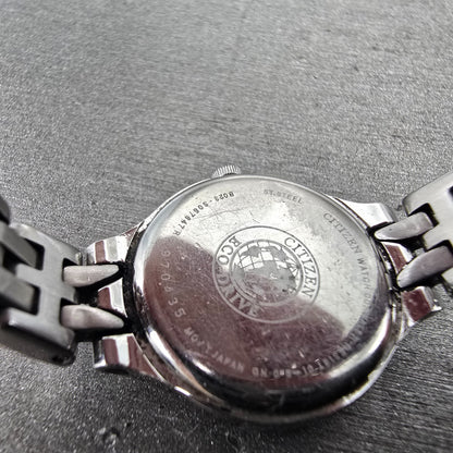 Citizen Eco-Drive Watch Women 21mm Black Dial Silver Tone B023-S057647 Runs9