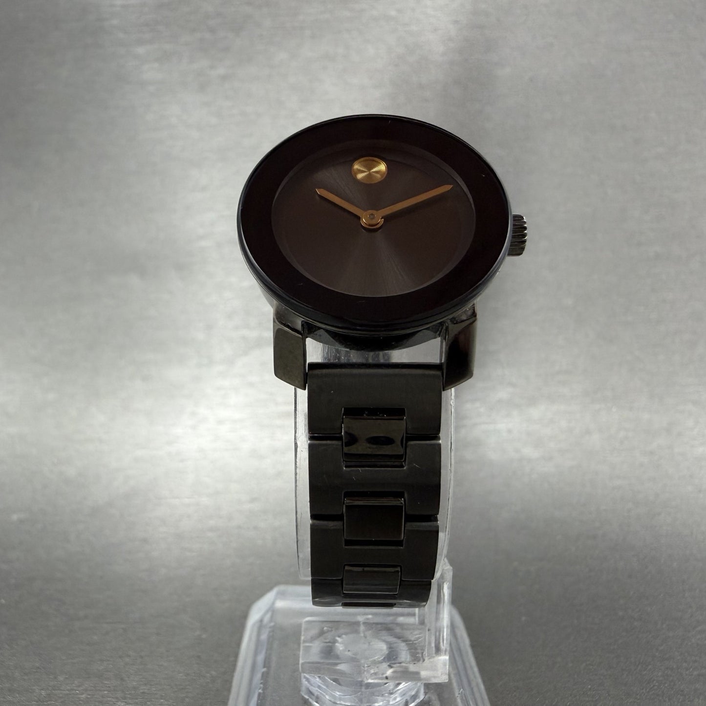 Movado Bold Watch Women 25mm Black Dial Black Tone Round 3600326 New Battery5