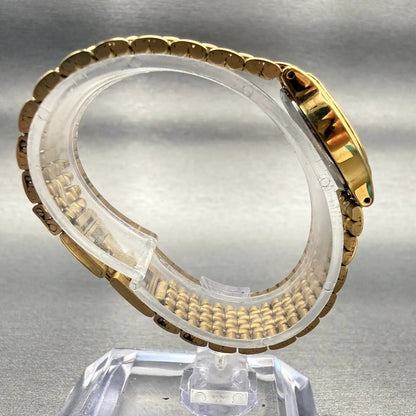 Seiko Watch Women 17mm Black Dial Gold Tone Round V401-0289 New Battery Vintage8