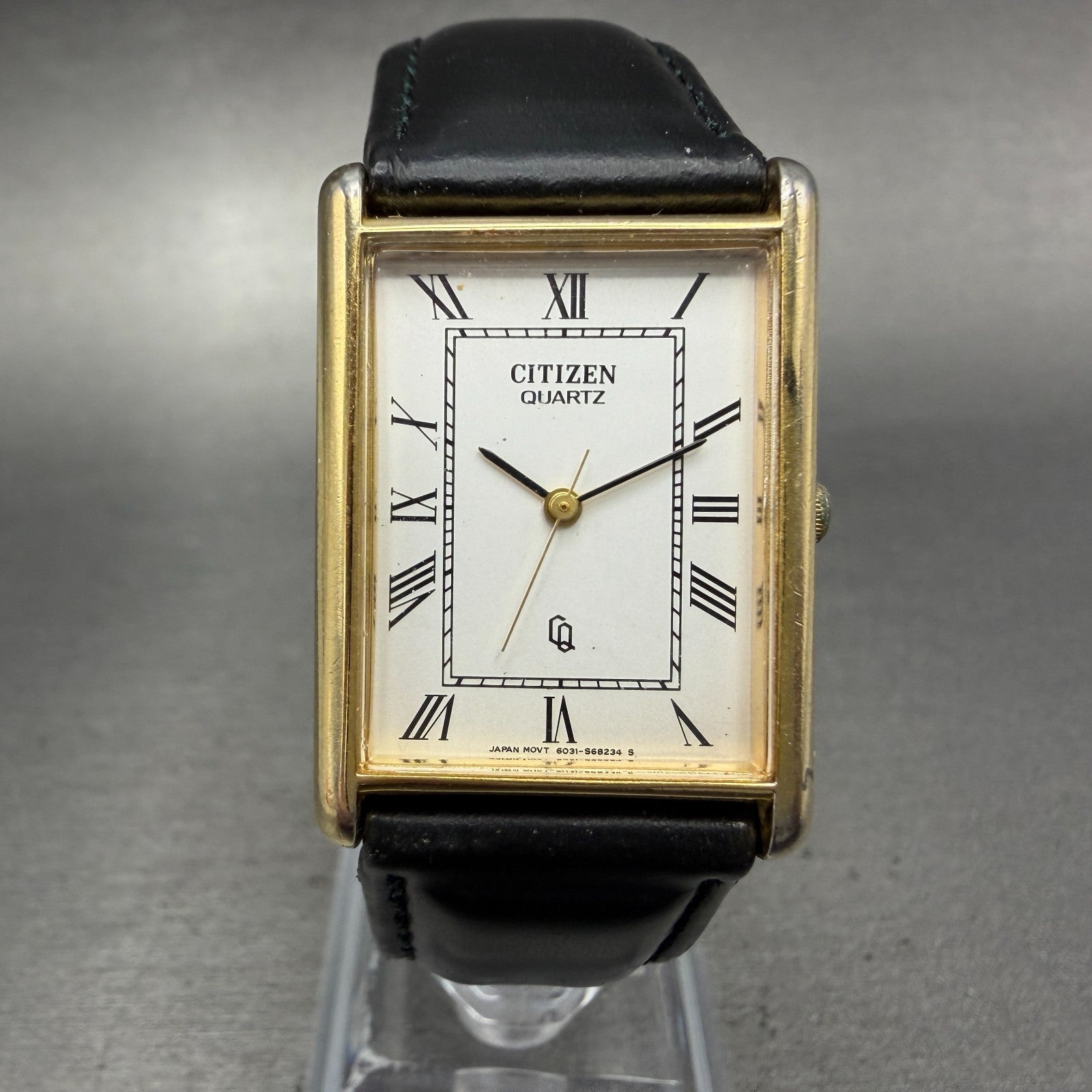 Citizen CQ Tank Watch Men 24mm White Dial Gold Tone Rectangle 6031-S24744 PARTS0