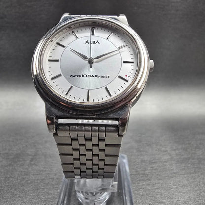 Seiko Alba Watch Men 34mm Silver Dial Silver Tone Round V721-6A90 New Battery5