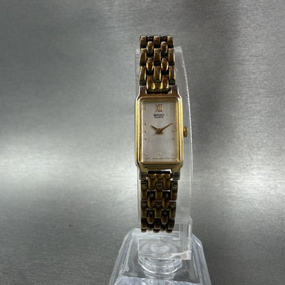 Seiko Tank Watch Women 13mm Silver Tone Gold Tone Rectangle 2e20-6859 NewBatt FG5