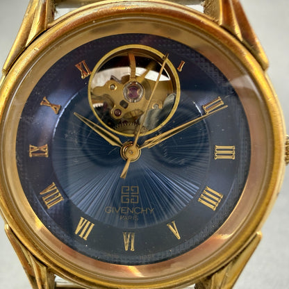Givenchy Automatic Watch Men 34mm Blue Dial Gold Tone Round Swiss READ!!!!! Runs1