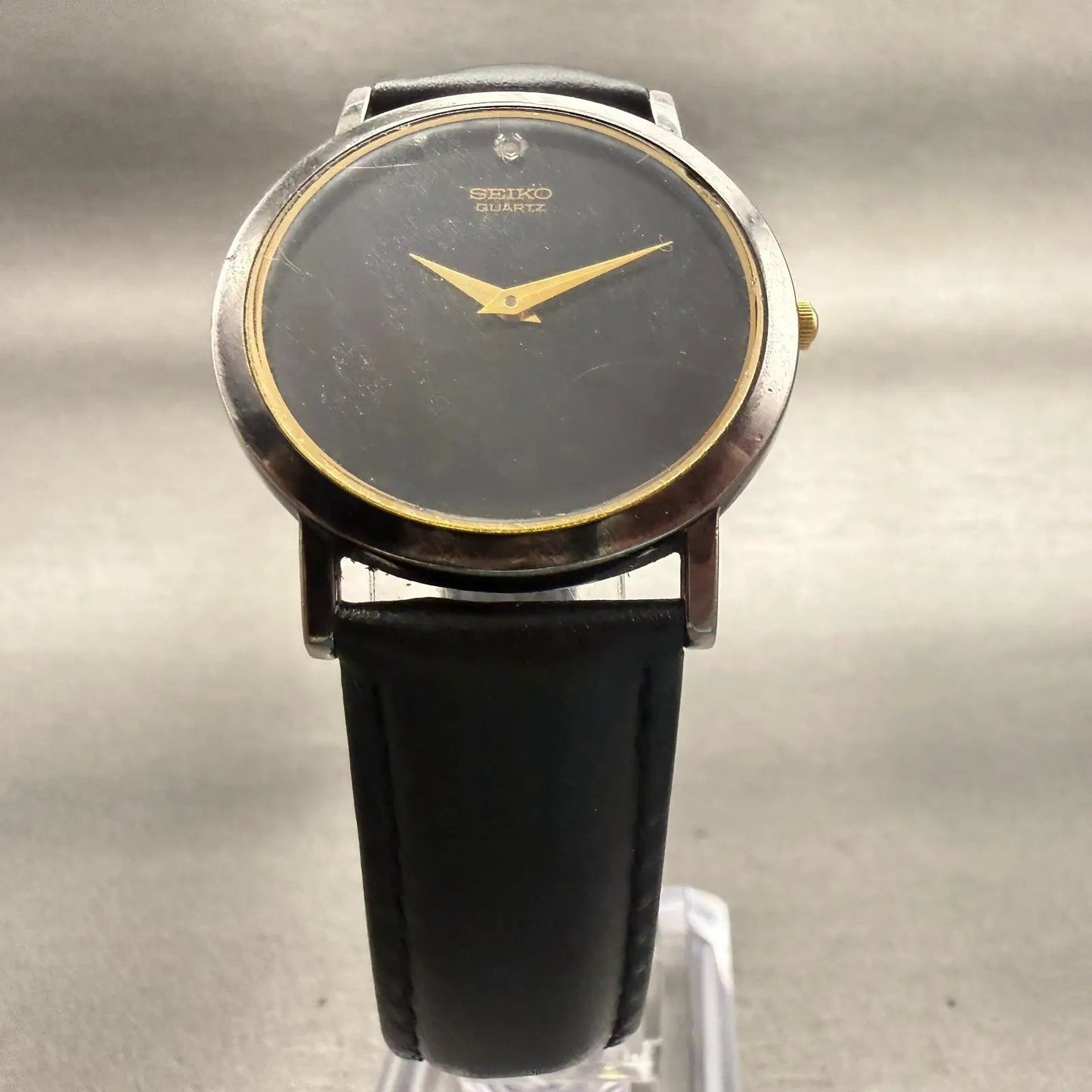 Seiko Watch Men 34mm Black Dial Two Tone Round 7N00-8A49 Vintage New Battery5