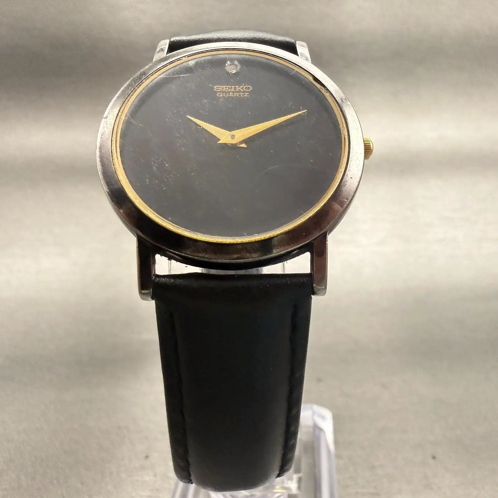 Seiko Watch Men 34mm Black Dial Two Tone Round 7N00-8A49 Vintage New Battery5