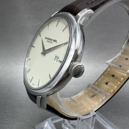 Raymond Weil Toccata Watch Men 39mm Cream Dial Steel Date Round 5488 New battery3