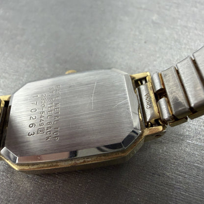 Seiko Tank Watch Women 19mm Champagne Dial Two Tone 23205449 New Battery9