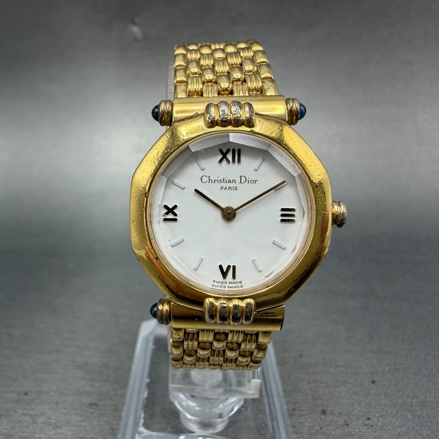 Christian Dior Watch Women 26mm White Dial Gold Plated  Round 64151 VTG PARTS0