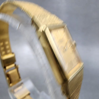 Seiko Tank Watch Women 12mm Champagne Dial Gold Tone 2E206479 New Battery VTG3