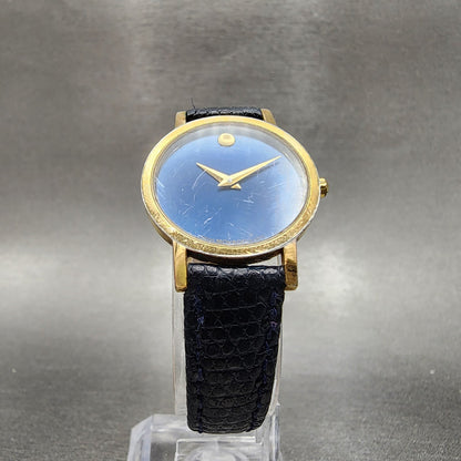 Movado Museum Watch Women 24mm Blue Dial Gold Tone Round 87A1832 PARTS6