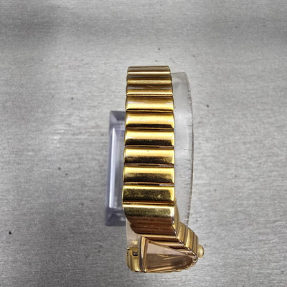 Seiko Halfmoon Watch Women 14mm Gold Dial Gold Tone Asymmetrical New Battery NEW4