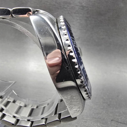 Stuhrling Depthmaster Dive Watch Men 43mm Gray Dial Steel Date Round New Battery3