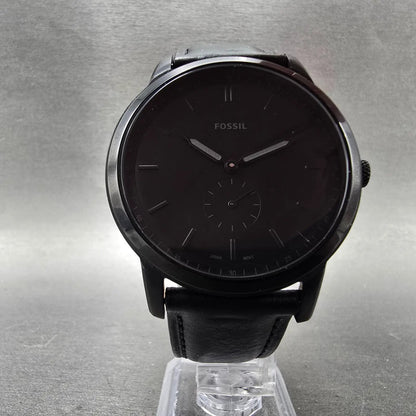 Fossil Watch Men 44mm Black Dial Black Tone Round Small Seconds FS5447 New Batt5