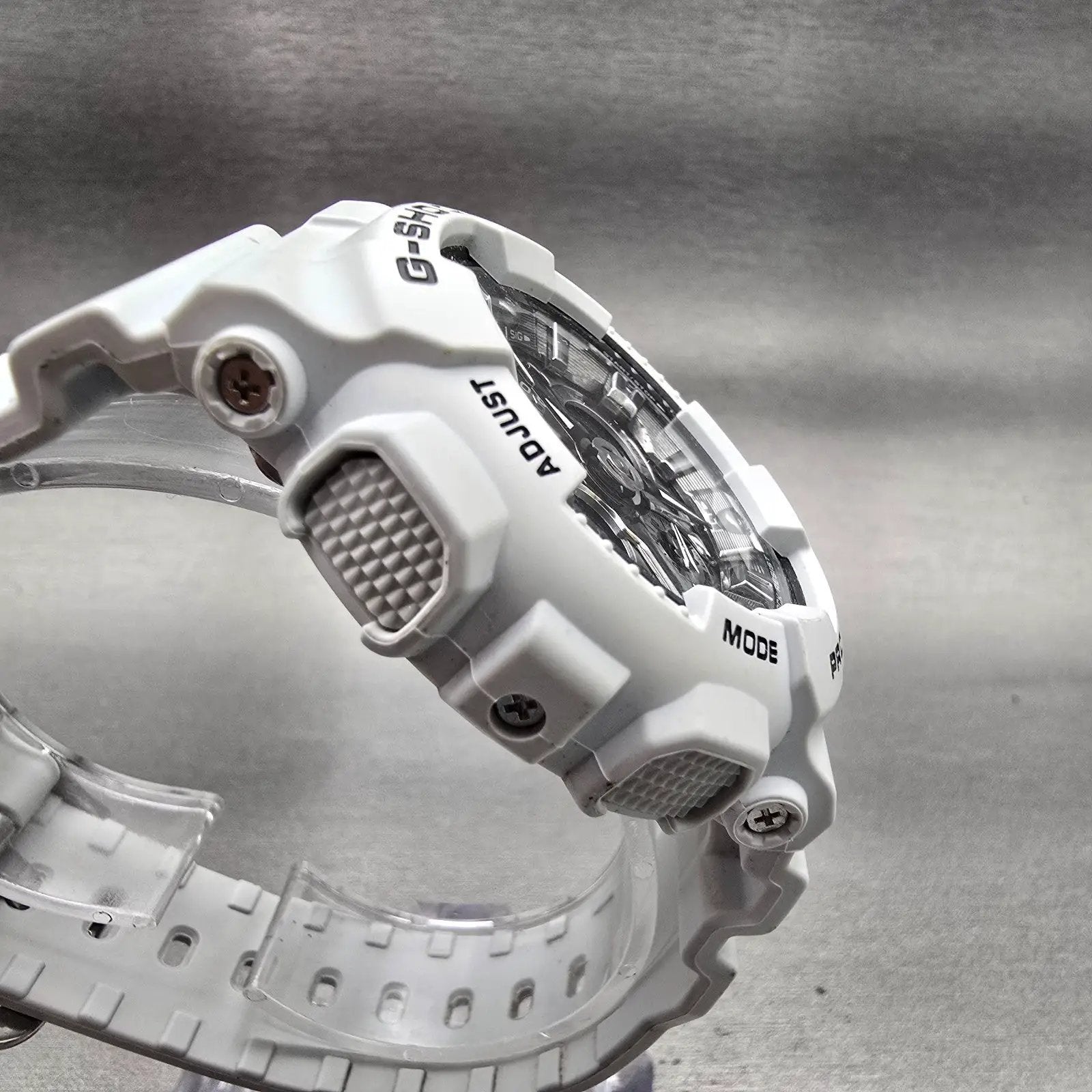 Casio G-Shock GMA-S120MF Watch Men 45mm Silver White Chronograph Alarm New Batt3