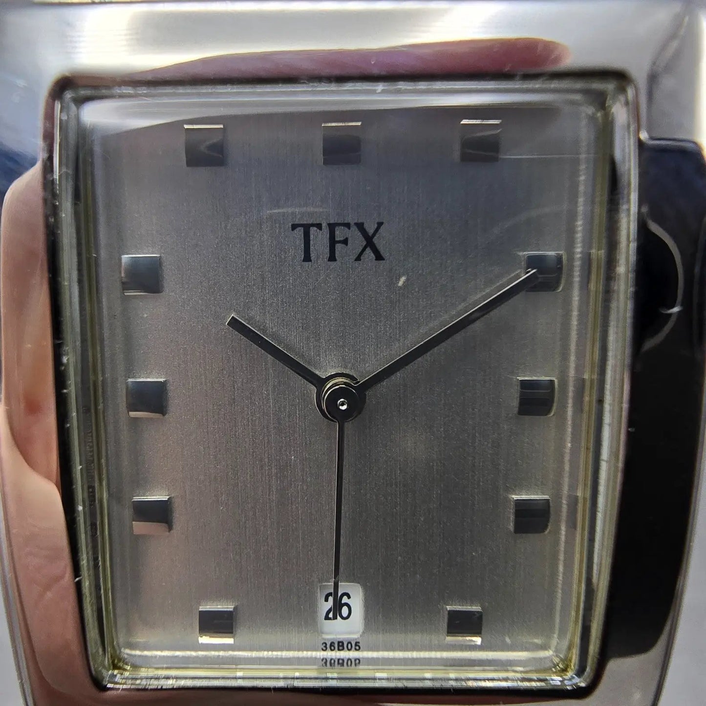 Bulova TFX Tank Watch Men 29mm Silver Dial Silver Tone date 36B05 New Battery1