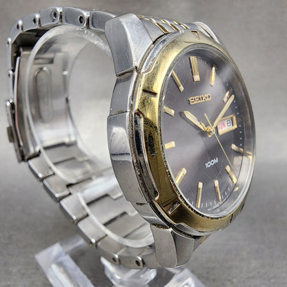 Seiko 100m Watch Men 39mm Silver Dial Two Tone Daydate Round 7n430az0 PARTS4