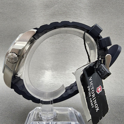 Victorinox INOX Watch Men 44mm Blue Dial Steel Date Round 241688 New Battery