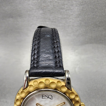 ESQ Watch Women 28mm White Dial Two Tone Round 100216 Golf Ball New Battery5