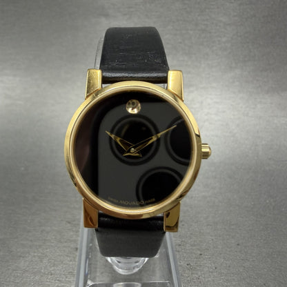 Movado Museum Watch Women 25mm Black Dial Gold Round 87.A1.845 New Battery0