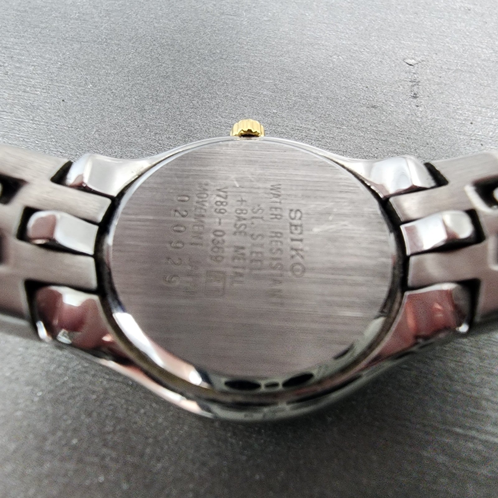 Seiko Watch Women 26mm Champagne Dial Two Tone Date V7890369 New Battery ABC1239