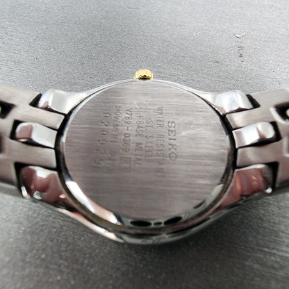 Seiko Watch Women 26mm Champagne Dial Two Tone Date V7890369 New Battery ABC1239