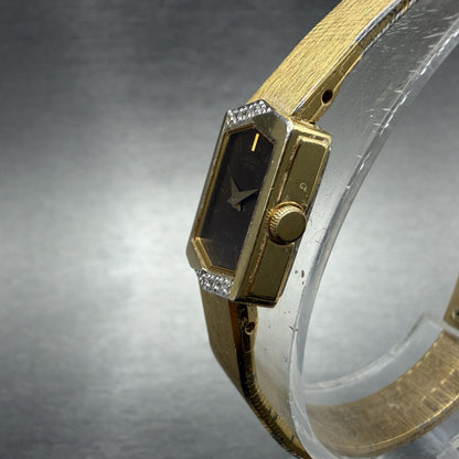 Seiko Lassale Watch Women 13mm Brown Dial Gold Tone Hexagon 1E50-5039 NewBattery2