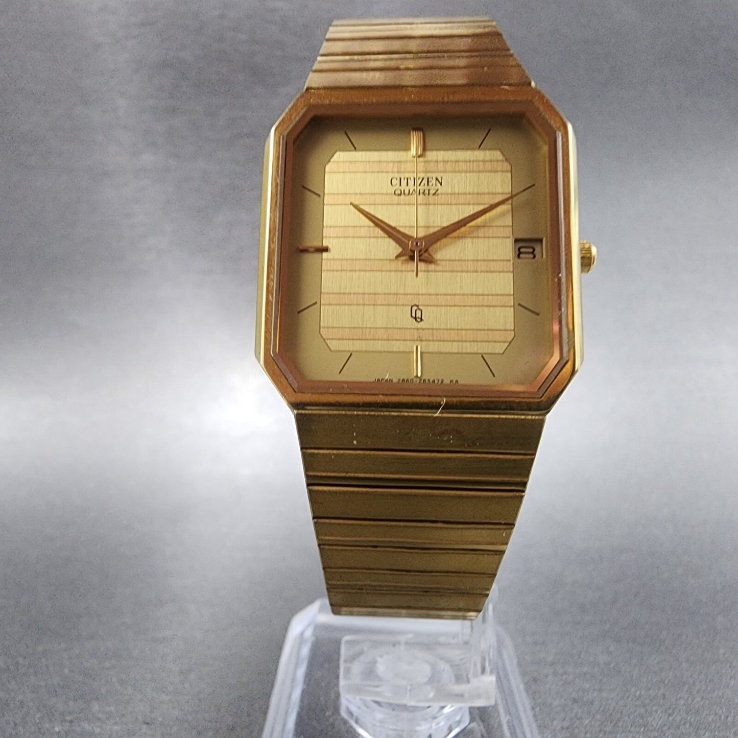 Citizen CQ Tank Watch Women 27mm Gold Dial Gold Tone Rectangle New Battery5