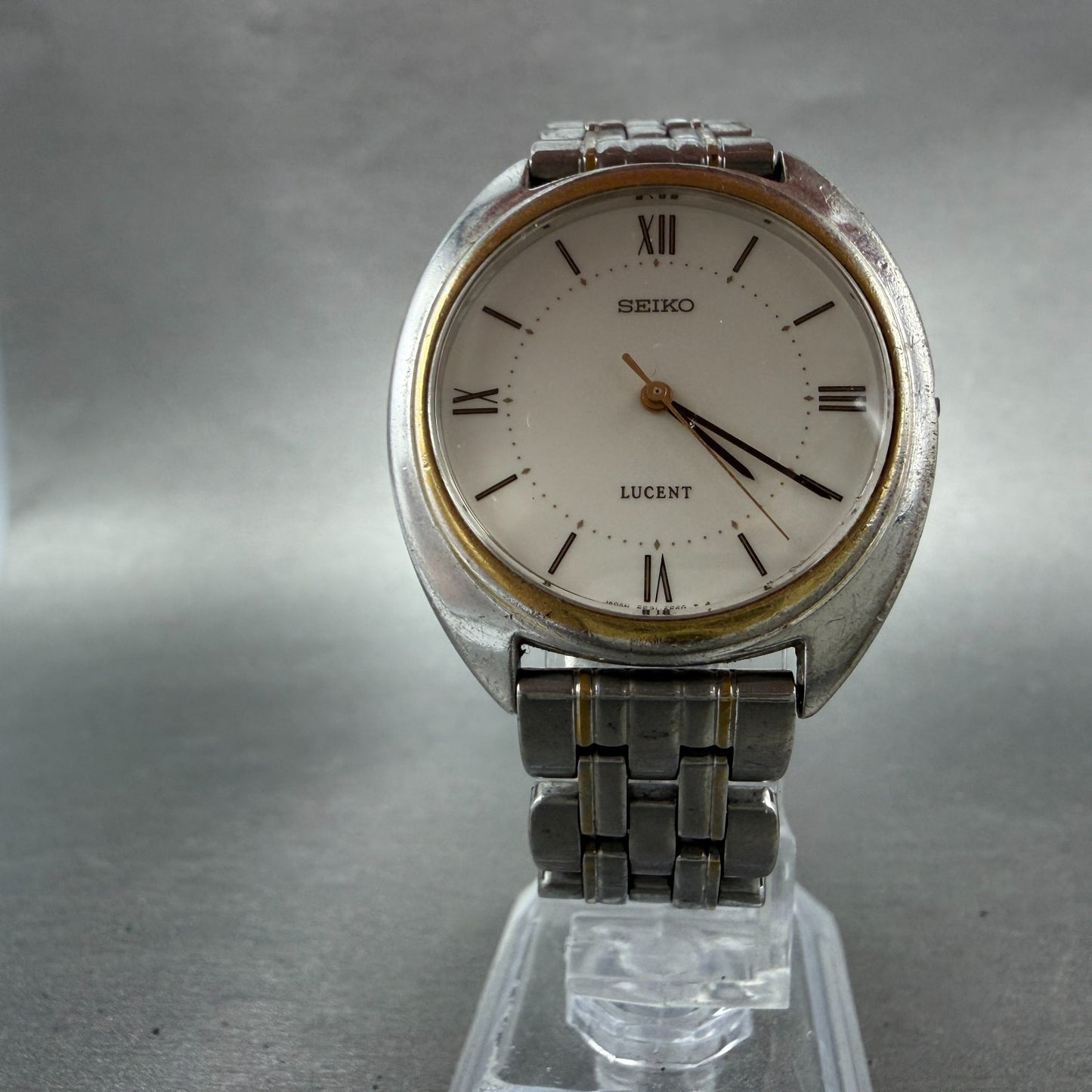 Seiko Lucent Watch Men 33mm White Dial Silver Tone Round 5E21-6E50 PARTS Vintage6