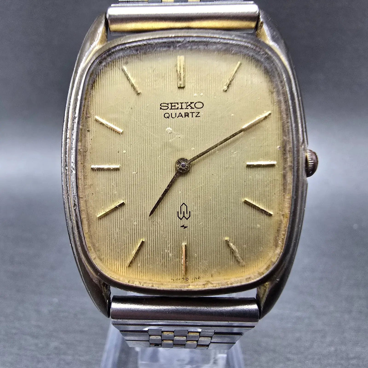 Seiko Watch Men 29mm Champagne Dial Gold Tone 2620-5360 Rectangle PARTS Vintage0