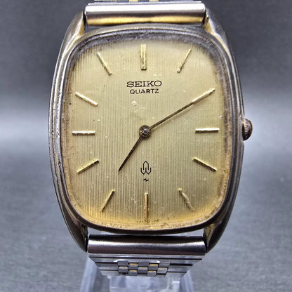 Seiko Watch Men 29mm Champagne Dial Gold Tone 2620-5360 Rectangle PARTS Vintage0
