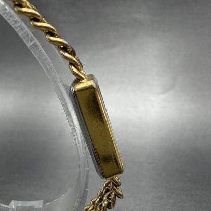 Seiko Lassale Tank Watch Women 12mm Champagne Dial Gold Tone 1320-5259 New Batt3