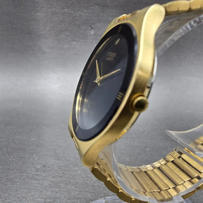Citizen CQ Watch Men 34mm Black Dial Gold Tone Round 5520-K03810 New Battery2