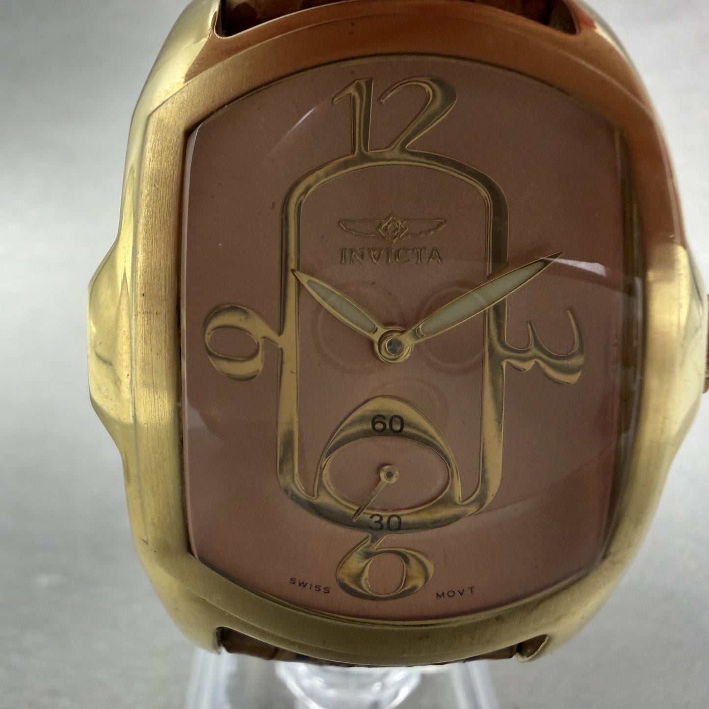 Invicta Lupah Watch Women 34mm Rose Dial Rose Gold Tone Rectangle New Battery1