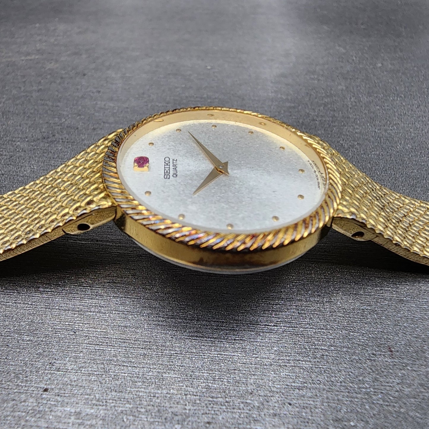 Seiko Watch Men 32mm White Dial Gold Tone Mesh Band READ!! 74307010 New Battery5