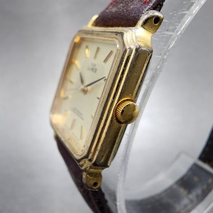 Citizen Club Lamer Tank Watch Women 20mm Champagne Dial Gold Tone New Battery2