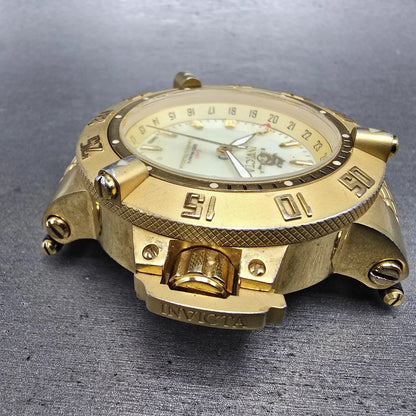 Invicta Sub Aqua Noma III Watch Men 50mm MOP Dial Gold Tone Date 0738 NewBattery5