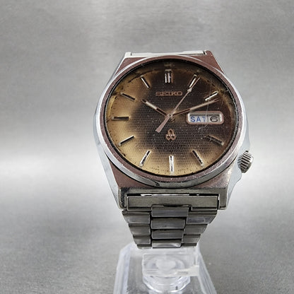 Seiko Silverwave 36mm watch Men Cream Dial Silver Tone Daydate 7546-8340 New Bat