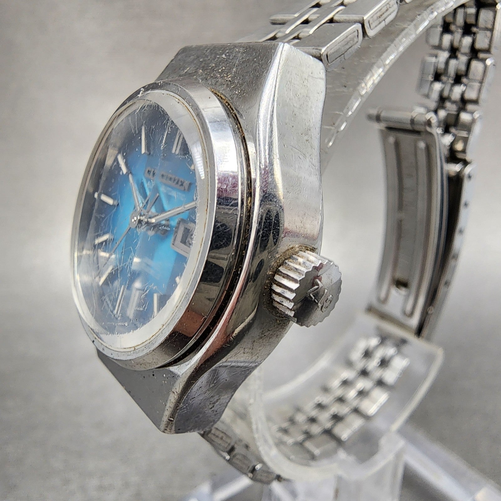 Citizen Automatic Watch Women 26mm Blue Dial Silver Tone Daydate Runs 6600 VTG2