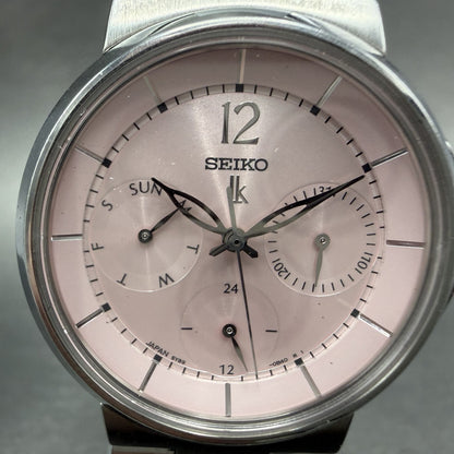 Seiko Lukia Watch Women 33mm Pink Dial Silver Tone Daydate 5Y89-0B70 New Battery1