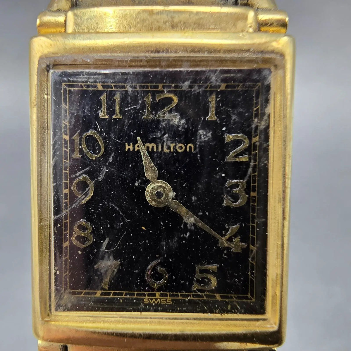 Hamilton Tank Watch Women 18mm Black Dial Gold Registered Edition 0806 PARTS2