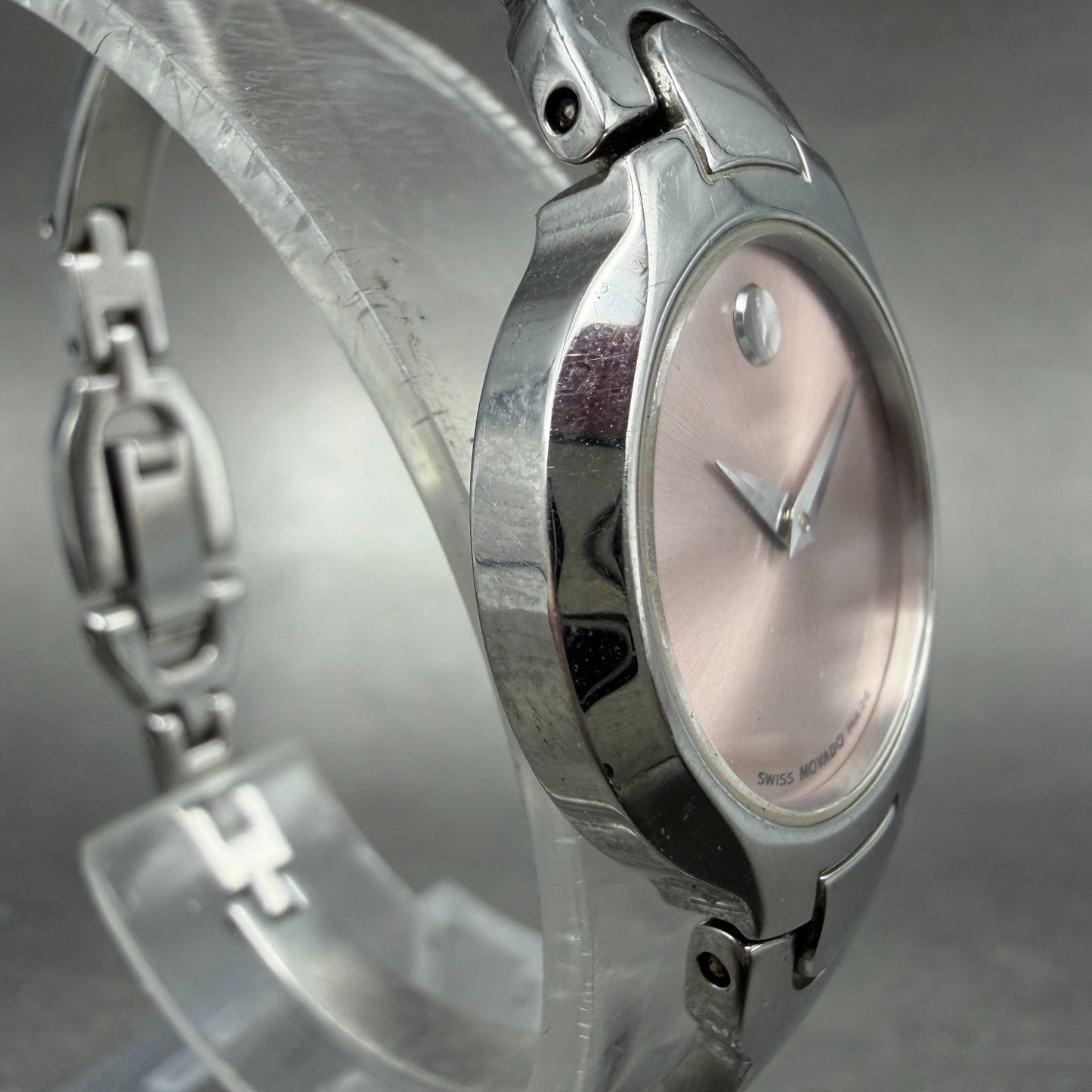 Movado Kara Watch Women 24m Pink Dial Steel Round 84-A1-1846 New Battery LKJF3