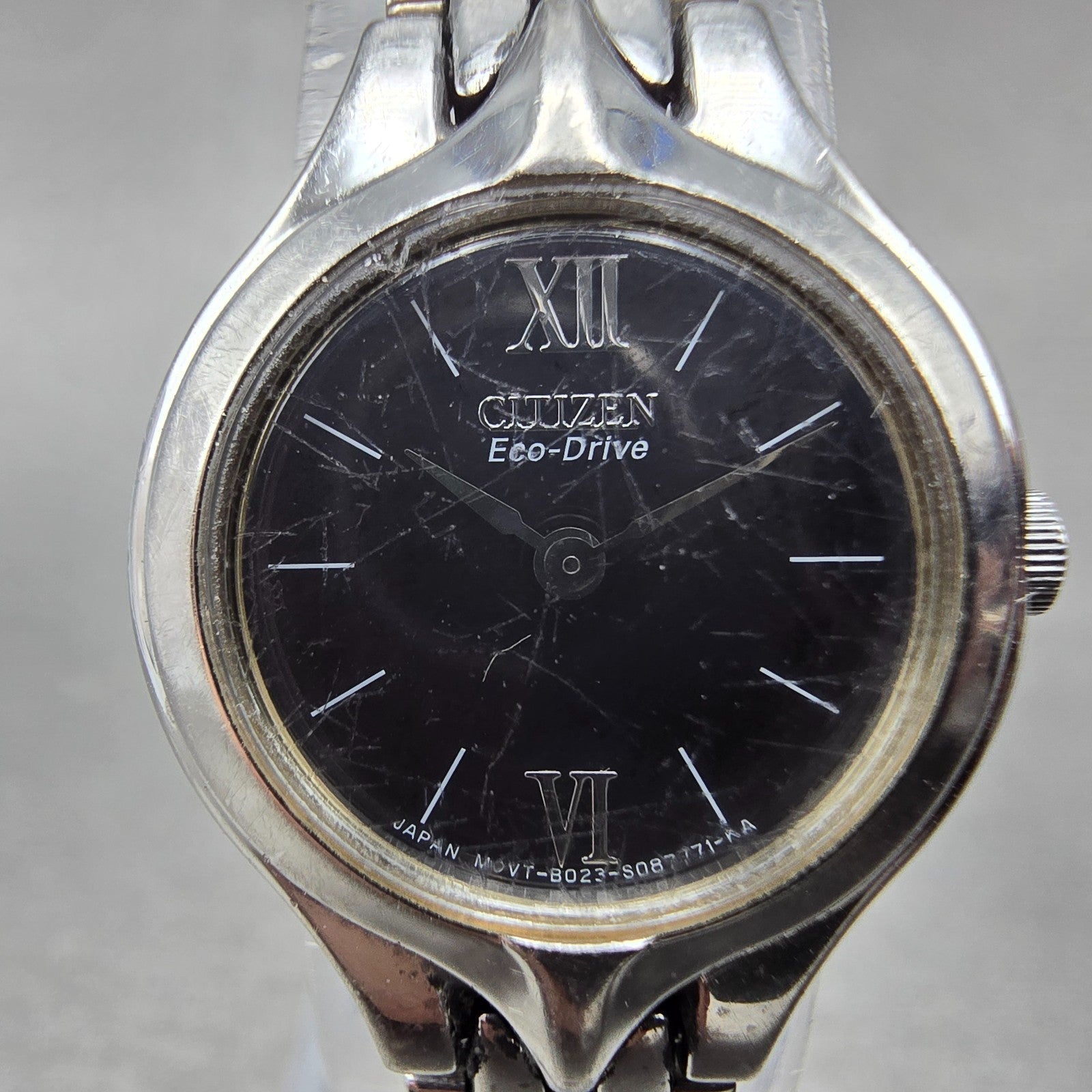 Citizen Eco-Drive Watch Women 21mm Black Dial Silver Tone B023-S057647 Runs1