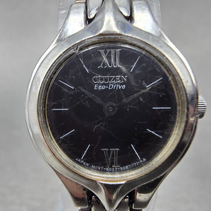 Citizen Eco-Drive Watch Women 21mm Black Dial Silver Tone B023-S057647 Runs1