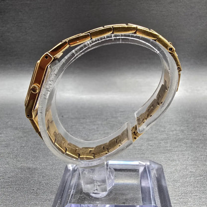 Seiko Tank Watch Women 13mm Gold Dial Gold Tone Rectangle 2E20-7479 New Battery56