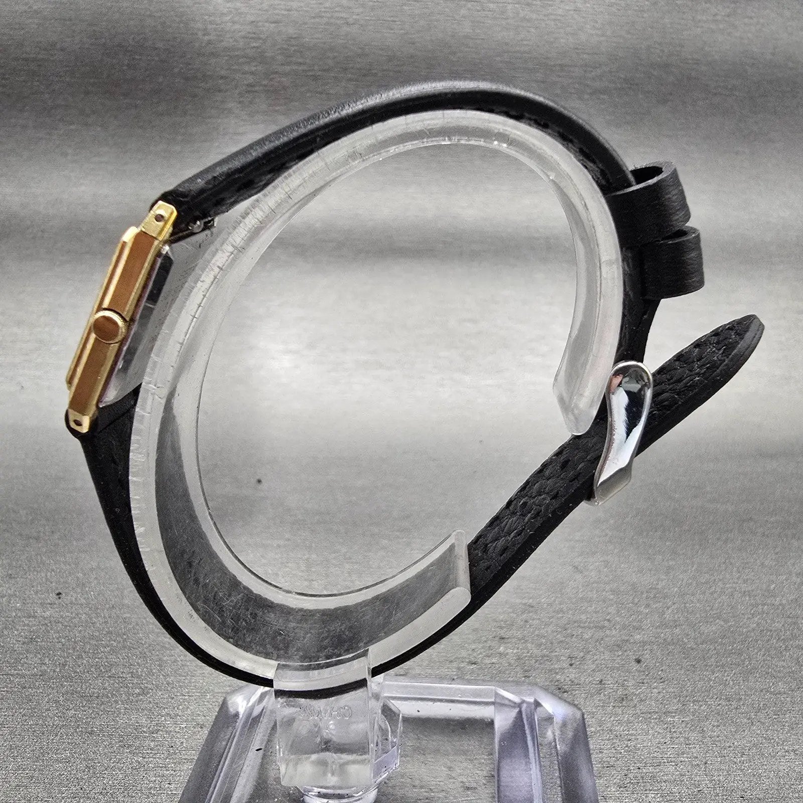 Seiko Tank Watch Women 19mm Champagne Dial Gold Tone Rectangle 2C21-5021 New Bat6