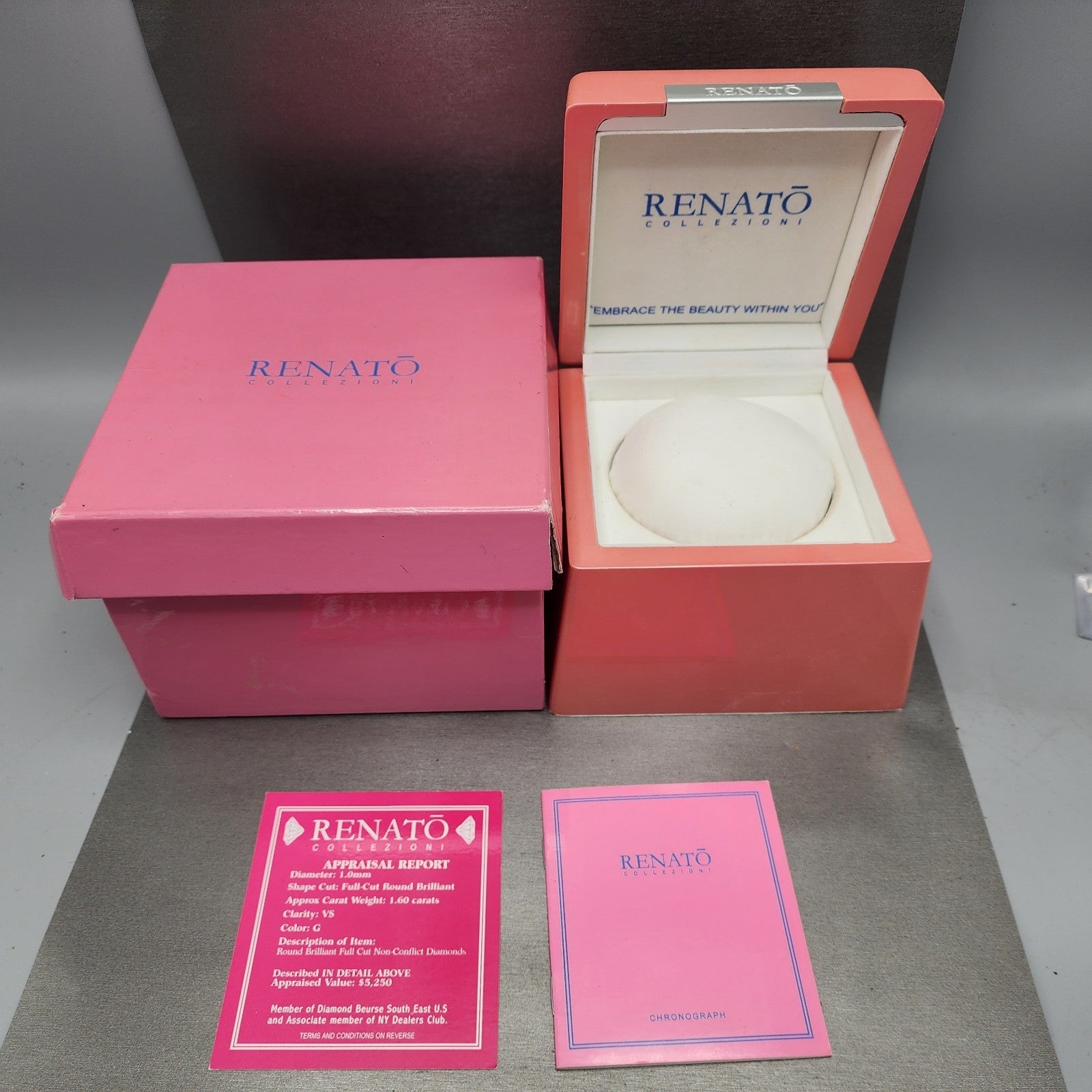 Renato Beauty Chronograph Watch Women 36mm Brown Dial Steel Diamond New Battery11